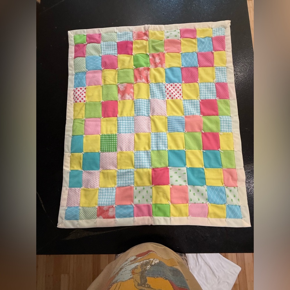 Handmade Colorful Patchwork Baby Quilt — 38” x 45” - Picture 11 of 13